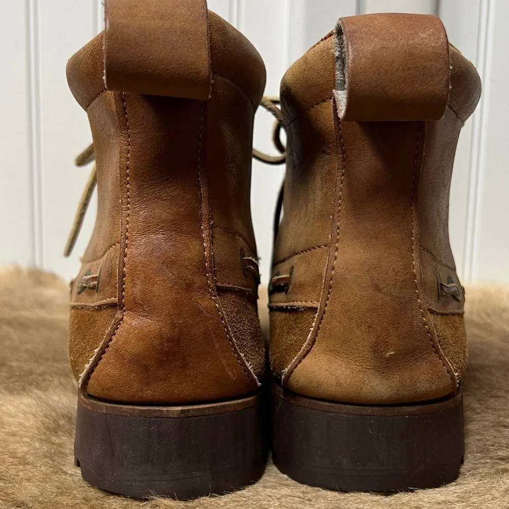 90s Polo Ralph Lauren Moccasin Boots 8.5 Vintage Leather - Picture 4 of 10